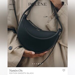 Polene Numero Dix bag, black with contrast white stitching
